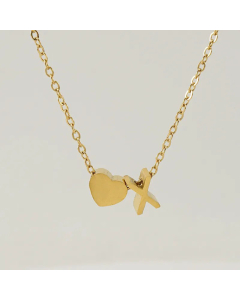 Fashion Gold Plated Stainless Steel Necklaces Letter Heart Shape Titanium Steel Pendant Necklace