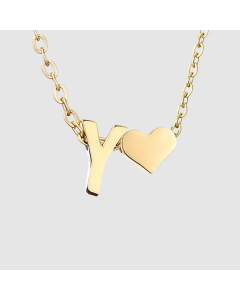 Fashion Gold Plated Stainless Steel Necklaces Letter Heart Shape Titanium Steel Pendant Necklace