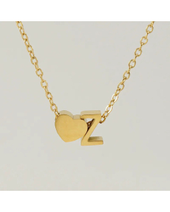 Fashion Gold Plated Stainless Steel Necklaces Letter Heart Shape Titanium Steel Pendant Necklace