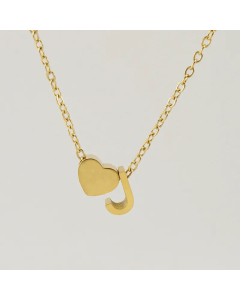Fashion Gold Plated Stainless Steel Necklaces Letter Heart Shape Titanium Steel Pendant Necklace