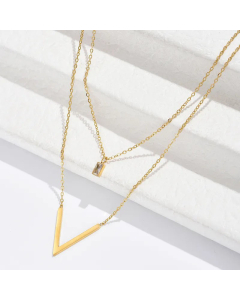 Fashion Inlaid Zircon Zircon Stainless Steel Necklaces Letter Stainless Steel Layered Necklaces Colorza