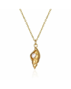 Fashion Plating Pearl Stainless Steel Necklaces Conch Titanium Steel Pendant Necklace 