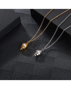 Fashion Plating Pearl Stainless Steel Necklaces Conch Titanium Steel Pendant Necklace 