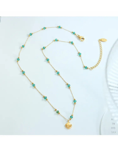 Fashion Beaded Stainless Steel Necklaces Shell Pendant Titanium Steel Necklace 
