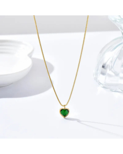 Classic Heart Shape Stainless Steel Necklace Inlay Zircon Stainless Steel Necklaces Colorza