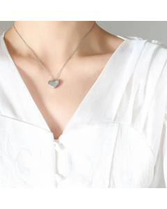 Fashion Inlay Zircon Stainless Steel Necklaces Heart Shape Titanium Steel Necklace 