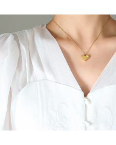 Fashion Inlay Zircon Stainless Steel Necklaces Heart Shape Titanium Steel Necklace 