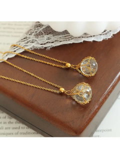 Fashion Plating Glass Stainless Steel Necklaces Geometric Titanium Steel Pendant Necklace 