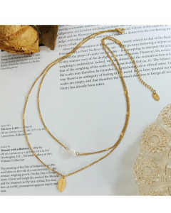 Fashion Oval Letter Titanium Steel Layered Necklaces Plating Fine Jewelry Colorza