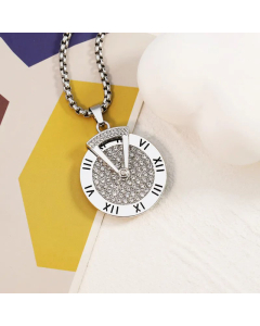 Fashion Plating Rhinestones Stainless Steel Necklaces Dial Stainless Steel Necklace