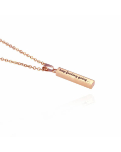 Fashion Carving Letter Stainless Steel Necklaces Rectangle Stainless Steel Pendant Necklace -Rose Gold Color-01