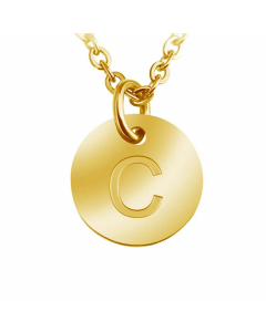Trendy Round Letter Pendant Necklace Stainless Steel Necklaces Wholesale