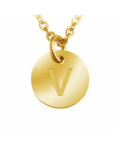 Trendy Round Letter Pendant Necklace Stainless Steel Necklaces Wholesale