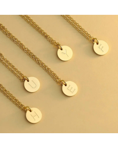 Trendy Round Letter Pendant Necklace Stainless Steel Necklaces Wholesale