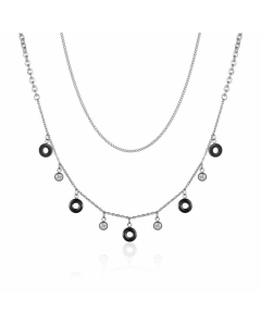 Circle Tassle Titanium Steel Layered Necklaces Plating Rhinestones Stainless Steel Necklaces