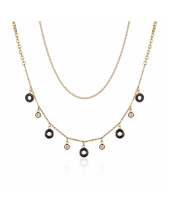 Circle Tassle Titanium Steel Layered Necklaces Plating Rhinestones Stainless Steel Necklaces