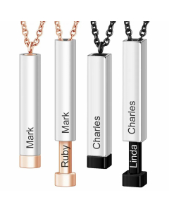 Square Cylindrical Letter Stainless Steel Pendant Necklace Plating Stainless Steel Necklaces