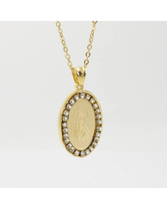 Retro Plating Zircon Stainless Steel Necklaces Portrait Stainless Steel Pendant Necklace 