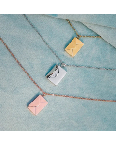 Fashion Plating Inlay Artificial Diamond Stainless Steel Necklaces Envelope Stainless Steel Pendant Necklace 