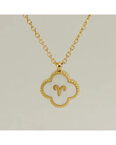 Fashion Inlay Shell Stainless Steel Necklaces Constellation Titanium Steel Pendant Necklace 