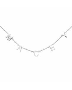 Fashion Inlay Rhinestones Stainless Steel Necklaces Letter Stainless Steel Necklace -Steel Color-01