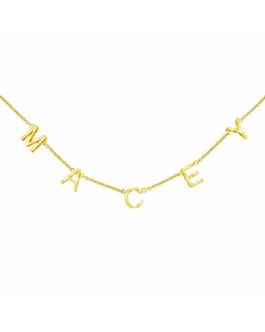 Fashion Inlay Rhinestones Stainless Steel Necklaces Letter Stainless Steel Necklace -Gold Color-01
