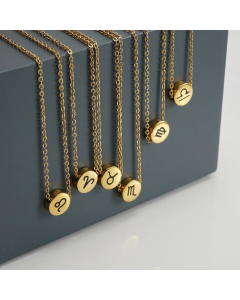 Plating Stainless Steel Necklaces Round Constellation Titanium Steel Pendant Necklace 