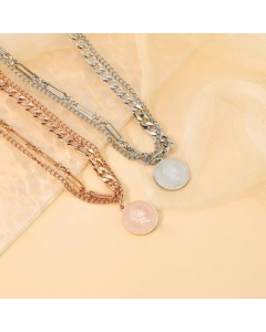 Modern Style Plating Stainless Steel Necklaces Round Stainless Steel Layered Necklaces 