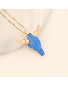 Bohemian Cattle Head Pendant Necklace Gold Plated Resin Stainless Steel Necklaces Colorza