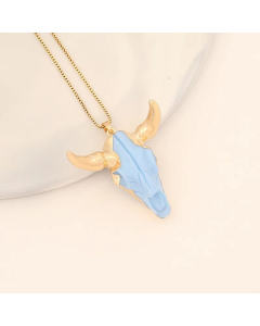 Bohemian Cattle Head Pendant Necklace Gold Plated Resin Stainless Steel Necklaces Colorza