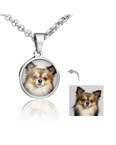 Fashion Round Convex Color Printing Pendant Necklace Plating Stainless Steel Necklaces