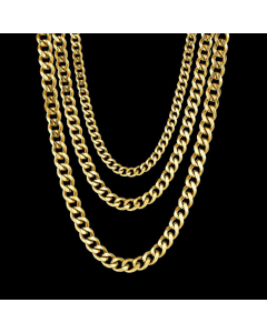 Plain Solid Color Curby Chain Stainless Steel Mutil-Size Plating Necklace-Gold Color-40cm-3mm
