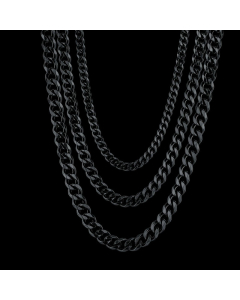 Plain Solid Color Curby Chain Stainless Steel Mutil-Size Plating Necklace-Black-40cm-3mm