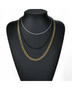 Plain Solid Color Curby Chain Stainless Steel Mutil-Size Plating Necklace