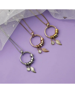 Rhinestone Plating Stainless Steel Necklaces Original Design Leaf Letter Titanium Steel Necklace 