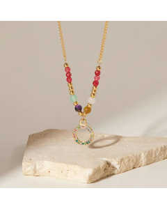 Fashion CircleTitanium Steel Pendant Necklace Plating Artificial Diamond Stainless Steel Necklaces