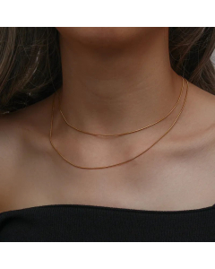 Solid Color Fine Snake Bones Chain Plating Stainless Steel Necklaces Colorza
