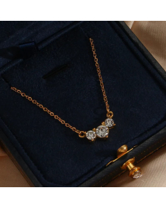 Fashion Three Zircon Petal Pendant Necklace Plating Inlay Zircon Stainless Steel Necklaces