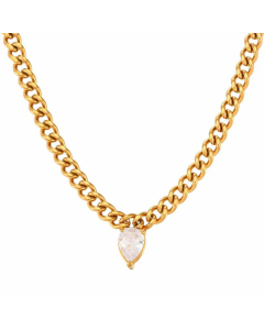 Fashion Water Droplets Stainless Steel Choker Necklaces Plating Inlay Zircon Stainless Steel 