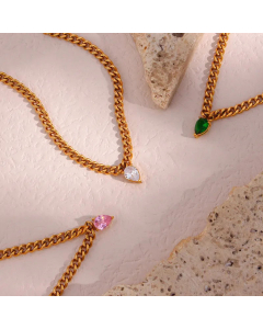 Fashion Water Droplets Stainless Steel Choker Necklaces Plating Inlay Zircon Stainless Steel 