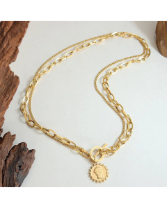 Fine Necklaces Fashion Portrait Titanium Steel Layered Round Plating Stainless Steel Necklaces 