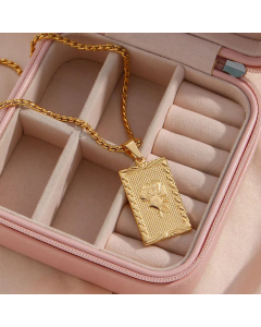 Fashion Square Flower Stainless Steel Pendant Necklace Plating Stainless Steel Necklaces