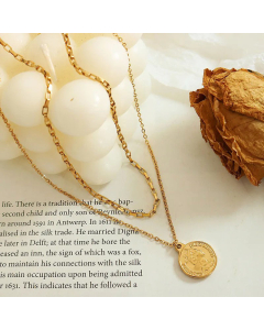 Fashion Round Portrait Titanium Steel Layered Necklaces Plating Stainless Steel Necklaces