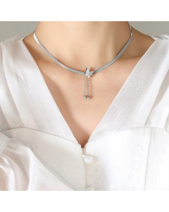 Fashion Butterfly Titanium Steel Choker Tassel Plating Stainless Steel Necklaces