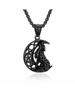 Cool Style Polishing Stainless Steel Necklaces Wolf Stainless Steel Pendant Necklace 