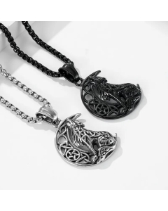 Cool Style Polishing Stainless Steel Necklaces Wolf Stainless Steel Pendant Necklace 