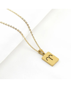 Fashion Gold Plated Hollow Out Stainless Steel Necklaces Square Constellation Stainless Steel Pendant Necklace 