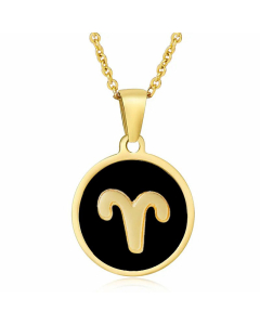 Fashion Round Enamel Gold Plated Stainless Steel Necklaces Constellation Stainless Steel Pendant Necklace 