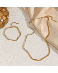 Fashion Choker Plating Inlay Zircon Stainless Steel Necklaces Square Stainless Steel 
