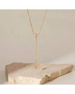 Fashion Plating Zircon Stainless Steel Necklaces Geometric Titanium Steel Necklace 